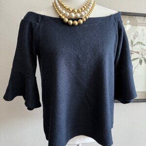 BANANA REPUBLIC Top Women's Navy Blue Wool Blend Off Shoulder Lined Size S